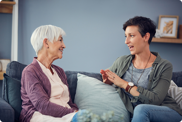 Healthcare advocate speaking with a patient